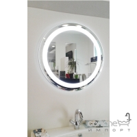 Зеркало с LED-подсветкой Liberta Lacio 130х130 две подсветки, часы, уличный термометр