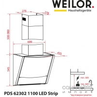 Вытяжка декоративная наклонная Weilor PDS 62302 BL 1100 LS Motion черный