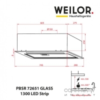 Вытяжка полновстраиваемая WeilorPBSR 72651 GLASS WH 1300 LED Strip белый