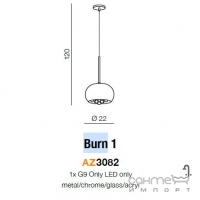 Светильник подвесной Azzardo Burn 1 AZ3082 хром, дымчатое стекло