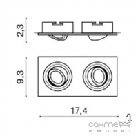 Точечный светильник Azzardo Caro 2 Square AZ2437 черный