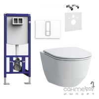 Безободковий унітаз Laufen Pro Rimless H8669570000001 + інсталяція Sanit 90.724.00 + панель змиву Sanit WC біла