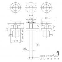 Смеситель для раковины скрытого монтажа Paini Cox 78CR207 хром