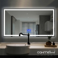 Смарт-зеркало с LED-подсветкой, часами и Bluetooth Dusel DE-M0061S1 100х75 рамка серебро