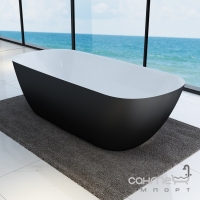 Отдельностоящая акриловая ванна с ножками Devit Laguna 18056110B 1800x800 белая внутри, черная снаружи