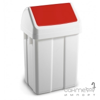 Урна для мусора с поворотной красной крышкой 25 л TTS MAXI 00005201, пластик напольная