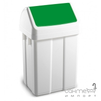 Урна для мусора с поворотной зеленой крышкой 25 л TTS MAXI 00005202, пластик напольная