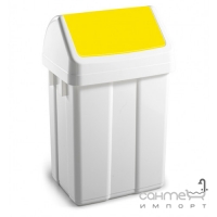 Урна для мусора с поворотной желтой крышкой 12 л TTS 00005223, пластик напольная