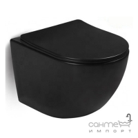 Підвісний безободковий унітаз із сидінням softclose дюропласт Rostriks Dos Corta матовий чорний