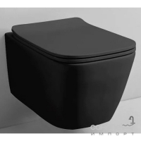 Підвісний безободковий унітаз із сидінням softclose дюропласт Rostriks Uno Corta матовий чорний