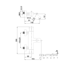 Смеситель для ванны термостатический с душевым гарнитуром Rubineta Thermo-10/K H10L08 хром