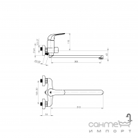 Смеситель для ванны с душевым гарнитуром Rubineta Lima-11/C LI11CK08 хром