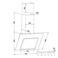 Похила витяжка кухонна Pyramida BT 600 PK GBL чорне скло