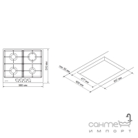 Варочная поверхность газовая Pyramida PFG 644 BL черное стекло