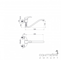 Смеситель для ванны с душевым гарнитуром Rubineta P-12/G Star P2GK01 хром