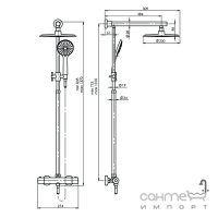 Душевая система наружного монтажа c термостатом Rubineta Etna + Thermo-15 625028 хром