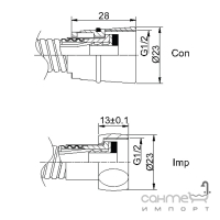 Душовий шланг Rubineta 150 см. Con/Imp 600059B хром