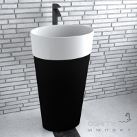 Раковина напольная из искусственного камня Besco Uniqa Black&White 36x46х84 белая/черная