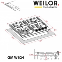 Варочная поверхность газовая Weilor GM W624 SS нержавеющая сталь