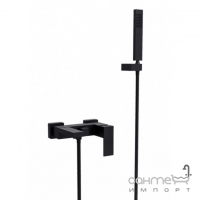 Змішувач для ванни з душовим гарнітуром Besco Modern Varium 1 матовий чорний
