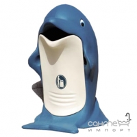 Урна уличная Glasdon Splash G601 в форме дельфина, белая/синяя