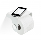 Держатель для туалетной бумаги с полочкой для мобильного Decor Walther Stone TPH4 0974554 белый, хром