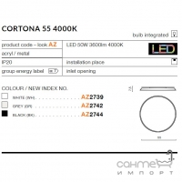 Светильник потолочный Azzardo Cortona 55 4000K AZ2744 черный
