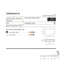 Настінний світильник Azzardo Cremona M LED AZ2181 білий