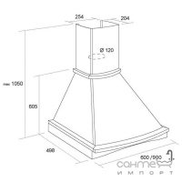 Купольна витяжка Pyramida Rustico R 90 WH NUT біла/горіх