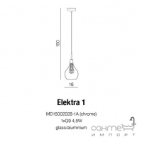 Светильник подвесной Azzardo Elektra 1 AZ1687 хром, прозрачное стекло