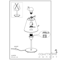 Настольная лампа Eglo Damasco 1 95785 хай-тек, модерн, сталь, стекло опал-мат, сатиновый никель, белый