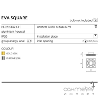 Точечный светильник Azzardo Eva Square AZ1461 золото, прозрачный хрусталь