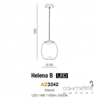 Светильник подвесной Azzardo Helena B LED 14W 3000K AZ3342 медь, стекло в цвете шампань