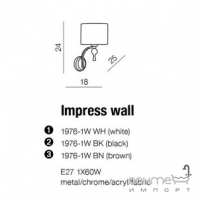 Бра Azzardo Impress wall AZ2904 хром, коричневая ткань