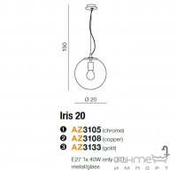 Світильник підвісний Azzardo Iris 20 AZ3108 мідь, прозоре скло