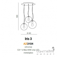 Світильник підвісний Azzardo Iris 3 AZ3104 хром, прозоре скло
