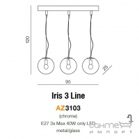 Світильник підвісний Azzardo Iris 3 line AZ3103 хром, прозоре скло