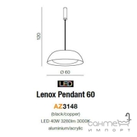 Люстра подвесная Azzardo Lenox Pendant 60 DIMM LED 40W AZ3148 черный, медь
