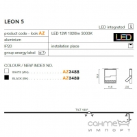 Точковий світильник накладний Azzardo Leon 5 LED 12W AZ3489 чорний