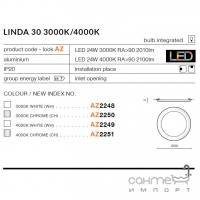 Точковий світильник Azzardo Linda 30 LED 24W 4000K AZ2249 білий