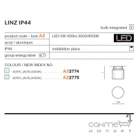 Точечный светильник влагостойкий Azzardo Linz LED 5W 3000K IP44 AZ2774 хром, прозрачный акрил