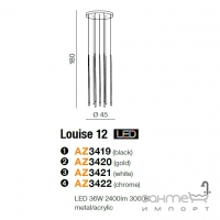 Світильник підвісний Azzardo Louise 12 LED 36W AZ3419 чорний