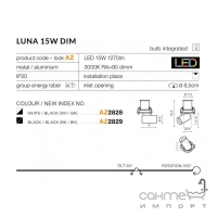 Точечный светильник Azzardo Luna LED 15W Dimm AZ2829 черный