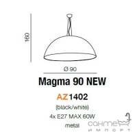 Светильник подвесной Azzardo Magma 90 AZ1402 черный, белый