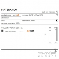 Вуличний стовпчик вологостійкий Azzardo Matera 600 IP54 AZ2185 темно-сірий