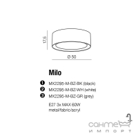 Светильник потолочный Azzardo Milo AZ2317 белый, черная ткань