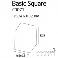 Точковий світильник накладний Maxlight Basic Square C0071 хай-тек, чорний, метал