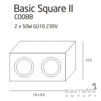 Точковий світильник накладний Maxlight Basic Square II C0088 хай-тек, білий, метал