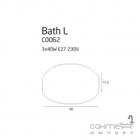 Світильник стельовий Maxlight Bath L C0062 для ванни хай-тек, білий, хром, опалове скло, метал