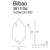 Настінний світильник бра Maxlight Bilbao 3817/3W модерн, прозорий, хром, скло, метал